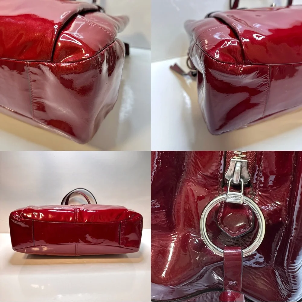 ✅ Sold ✅ Y2K Coach Chelsea Jayden Burgundy Patent Leather Tote Handbag Satchel - Picture 15 of 16